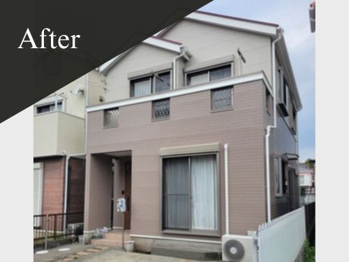 平塚市の外壁塗装・屋根塗装事例｜約30坪の戸建てをホワイト系×ベージュ系のツートンに塗り替えたF様邸
